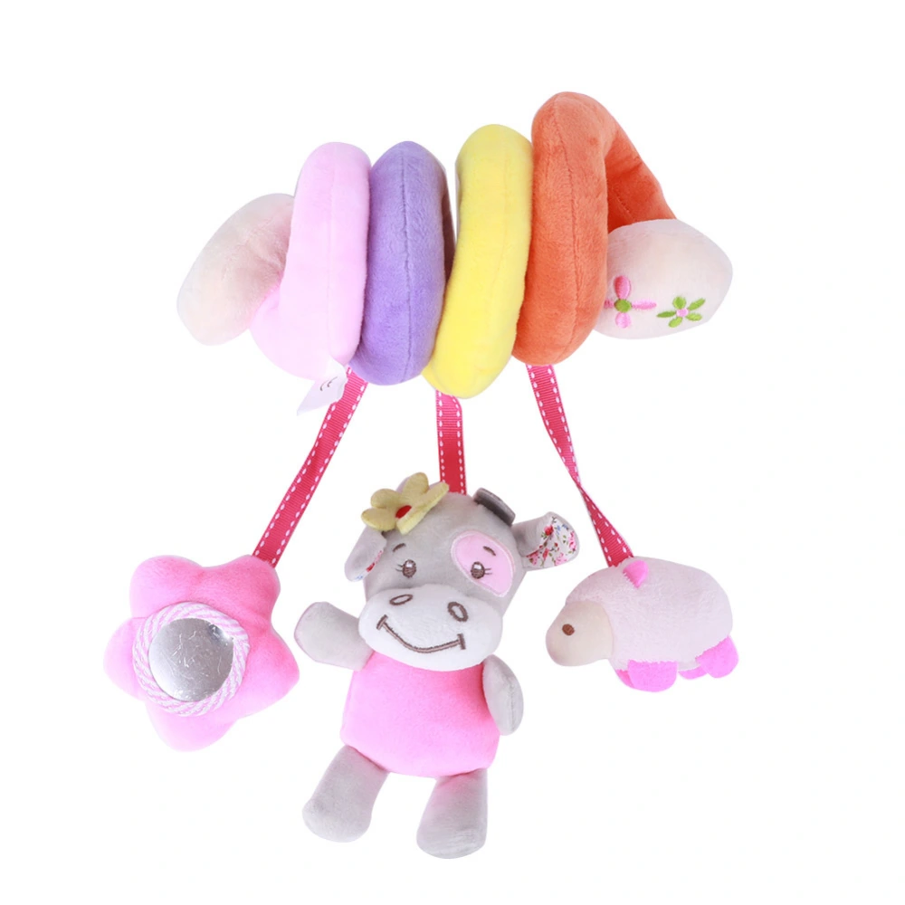 Infant Spiral Activity Toy Hanging Baby Crib Plush Toys for Stroller Crib Car SeatPink Cow