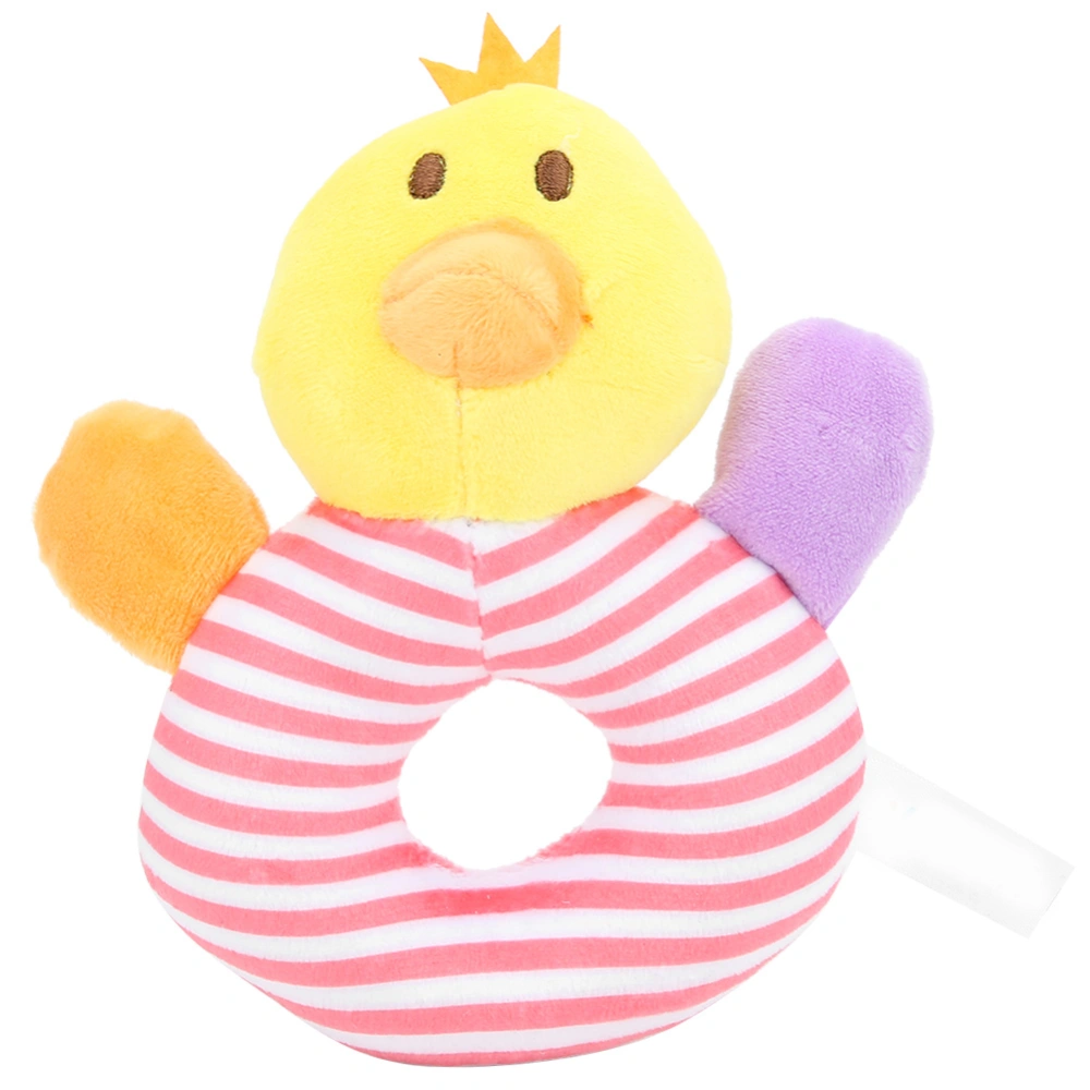 Hand&#8209;Crank Plush Toy Educational Toddler Hand Rattle Puzzle Toy Appeasing Baby Gift(Yellow Striped Chick )