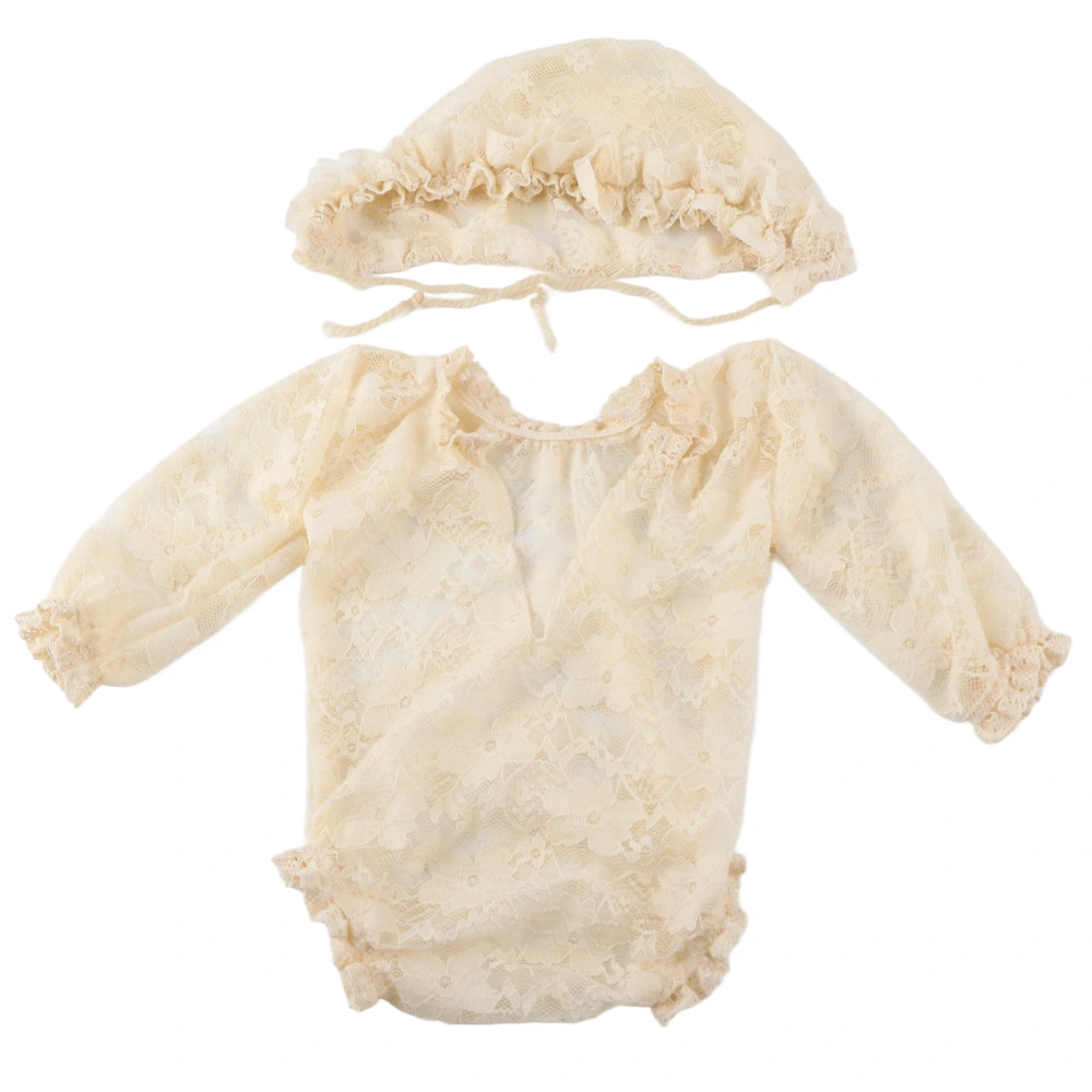 Children Photography Clothing Newborn Lace Infant Baby Photo Props Costume Photography Props SuitBeige