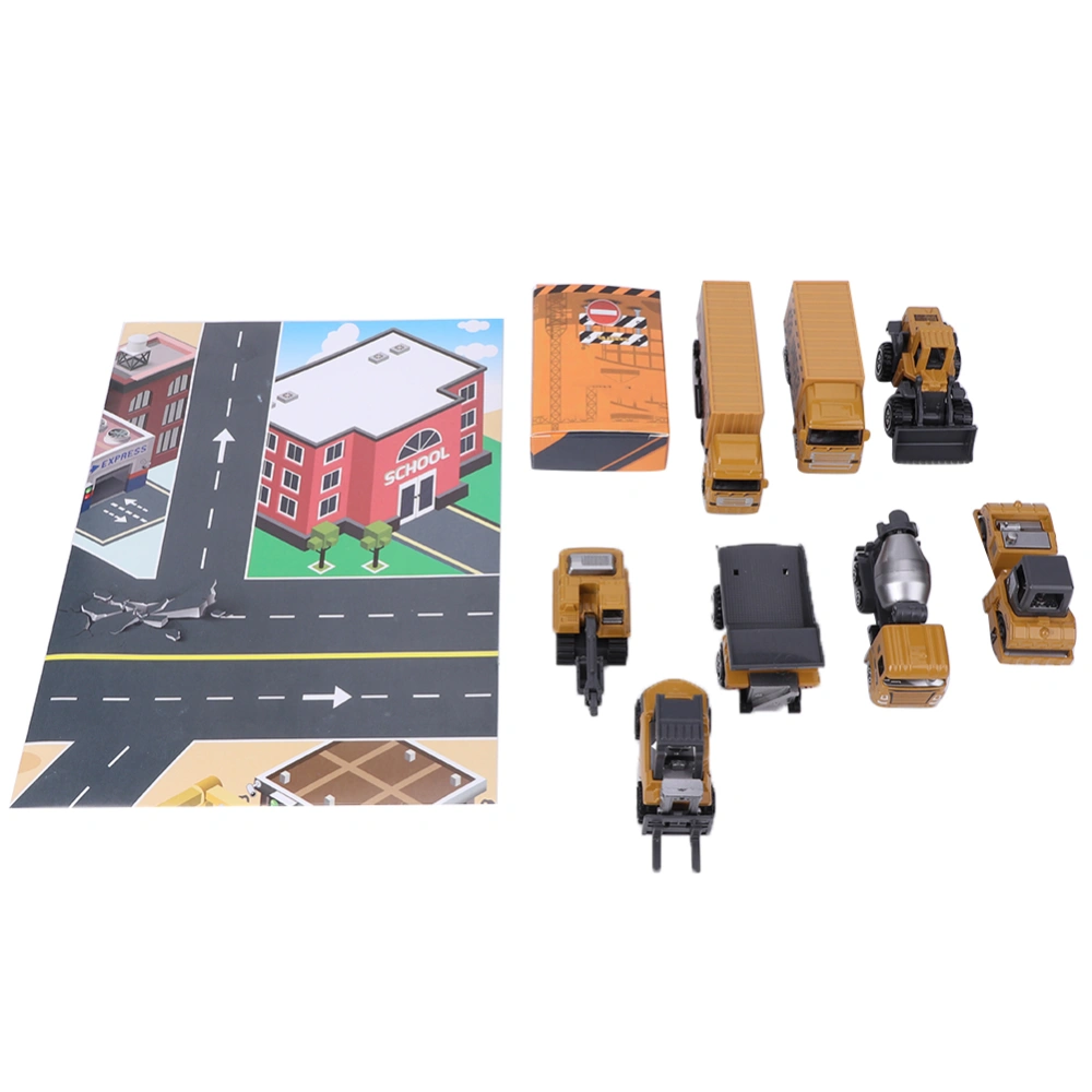 8pcs 1/64 Engineering Vehicle Model Set Excavator Engineering Vehicle Model Toy