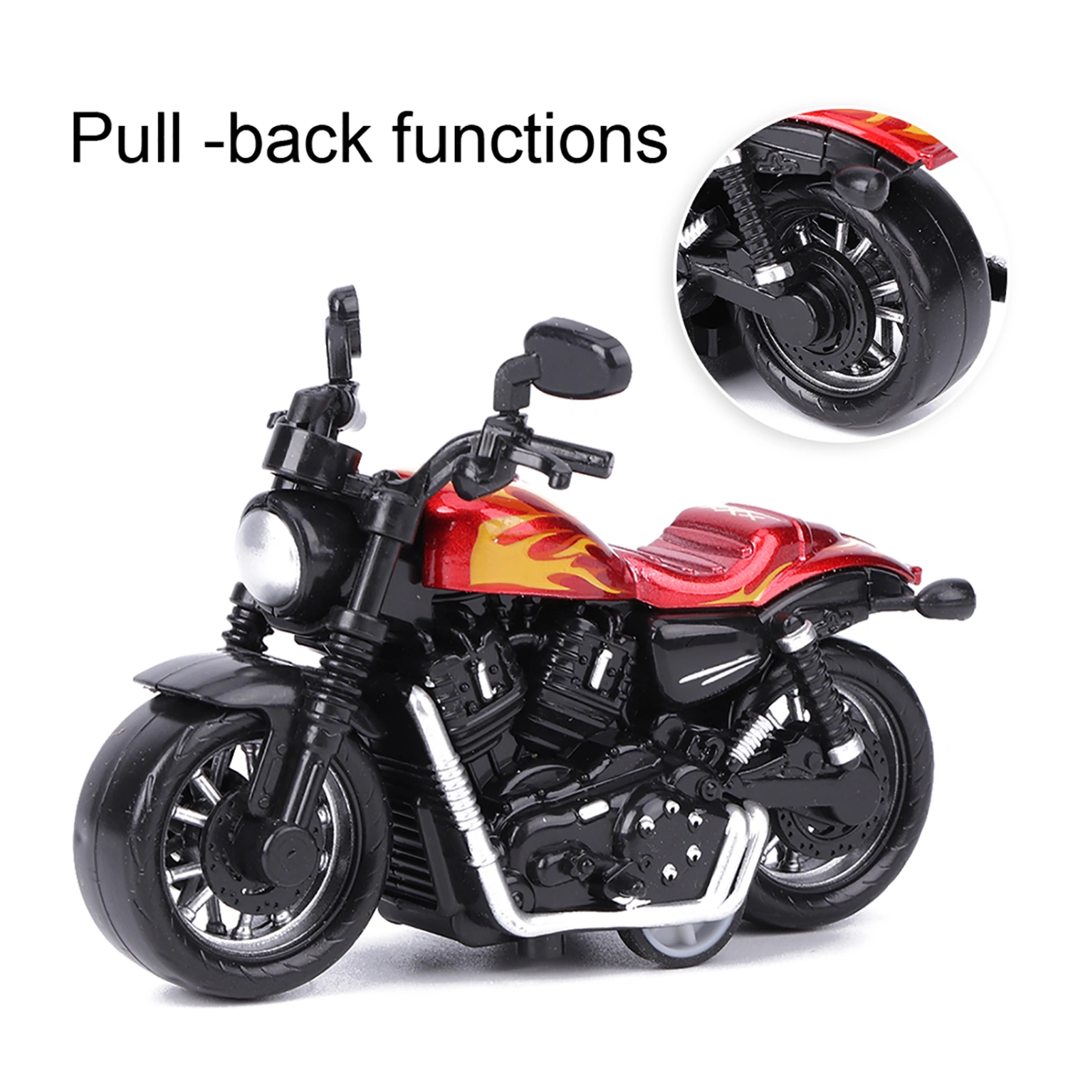 Alloy Motorbike Toy Model Highly Simulation Children Kid Pull Back Vehicle Toy(Red )