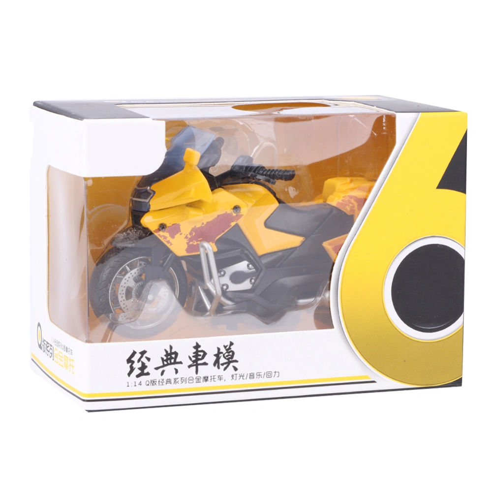 1/14 Alloy Motorbike Model Toy Simulation Children Kid Pull Back Vehicle Toy with Light Sound Effect(Yellow )