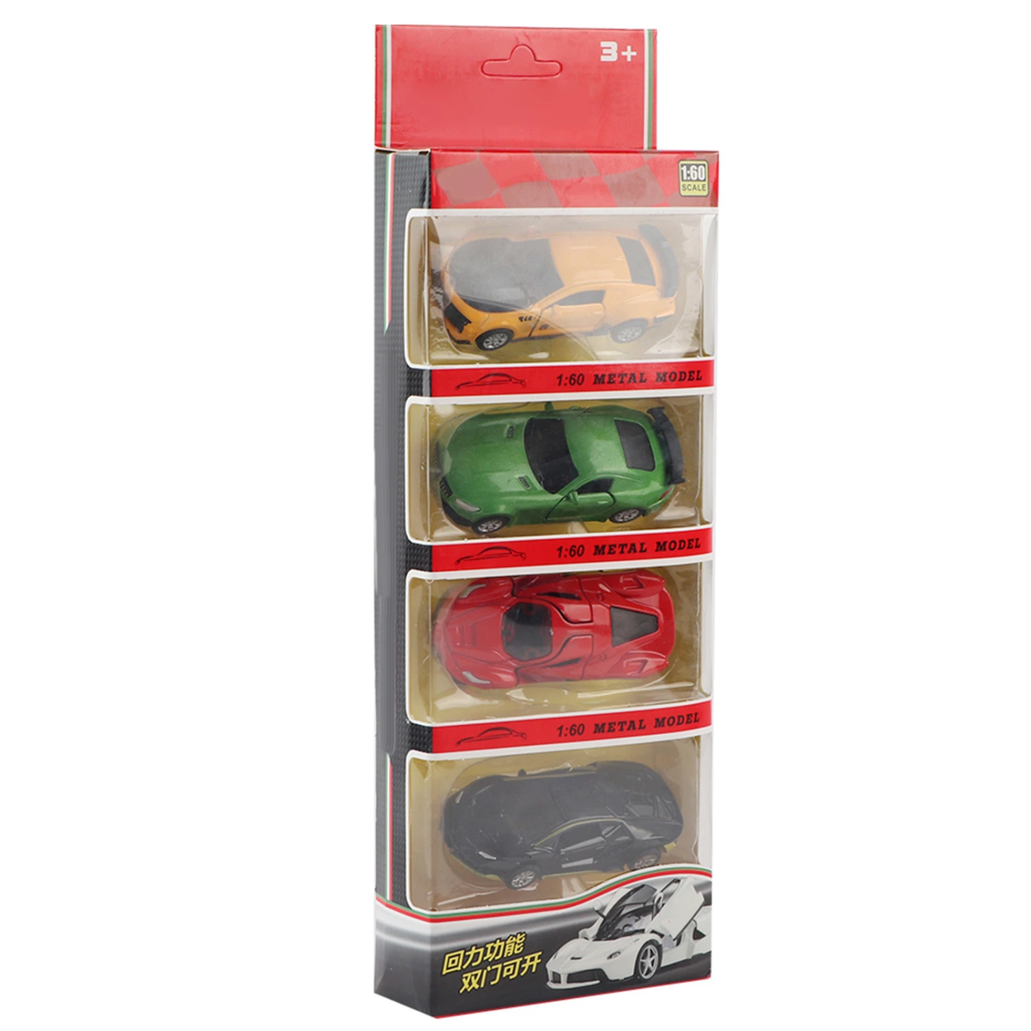 Alloy Car Model Pull Back Sports Car Vehicle Toy with Openable Doors for Children