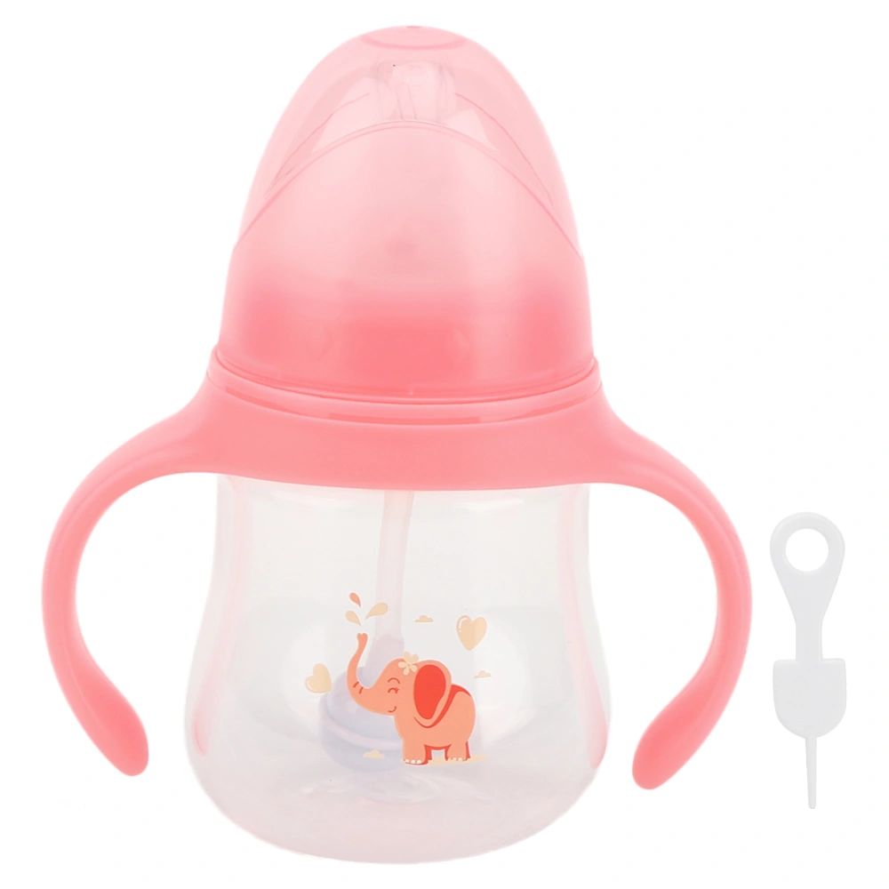 Baby Bottle Baby Cup with Draw Breastfeeding Bottle Drinking Milk Bottle for KidPink