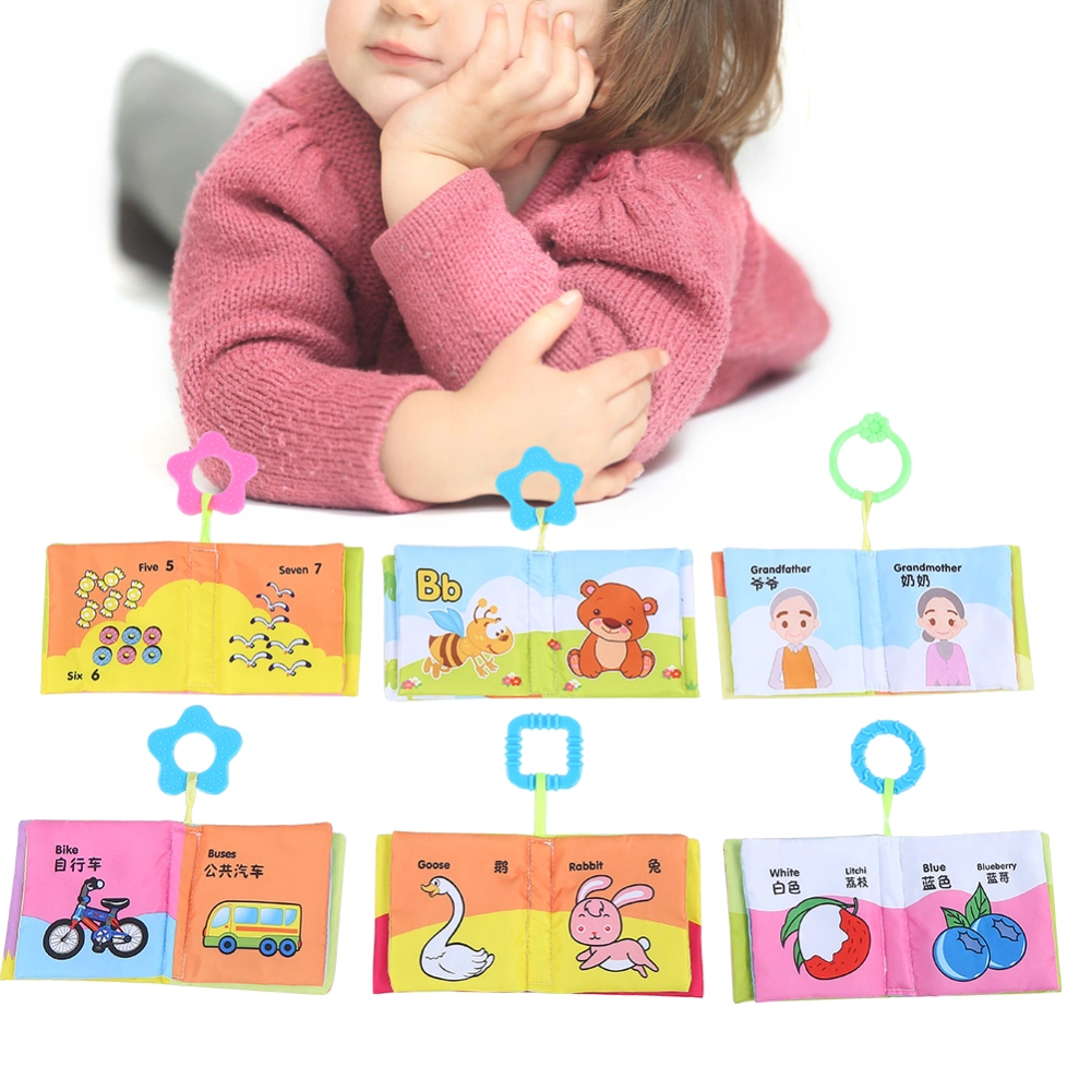 6pcs Cloth Book Early Educational Children Ring Paper Cloth Book with TeetherCloth Book Set