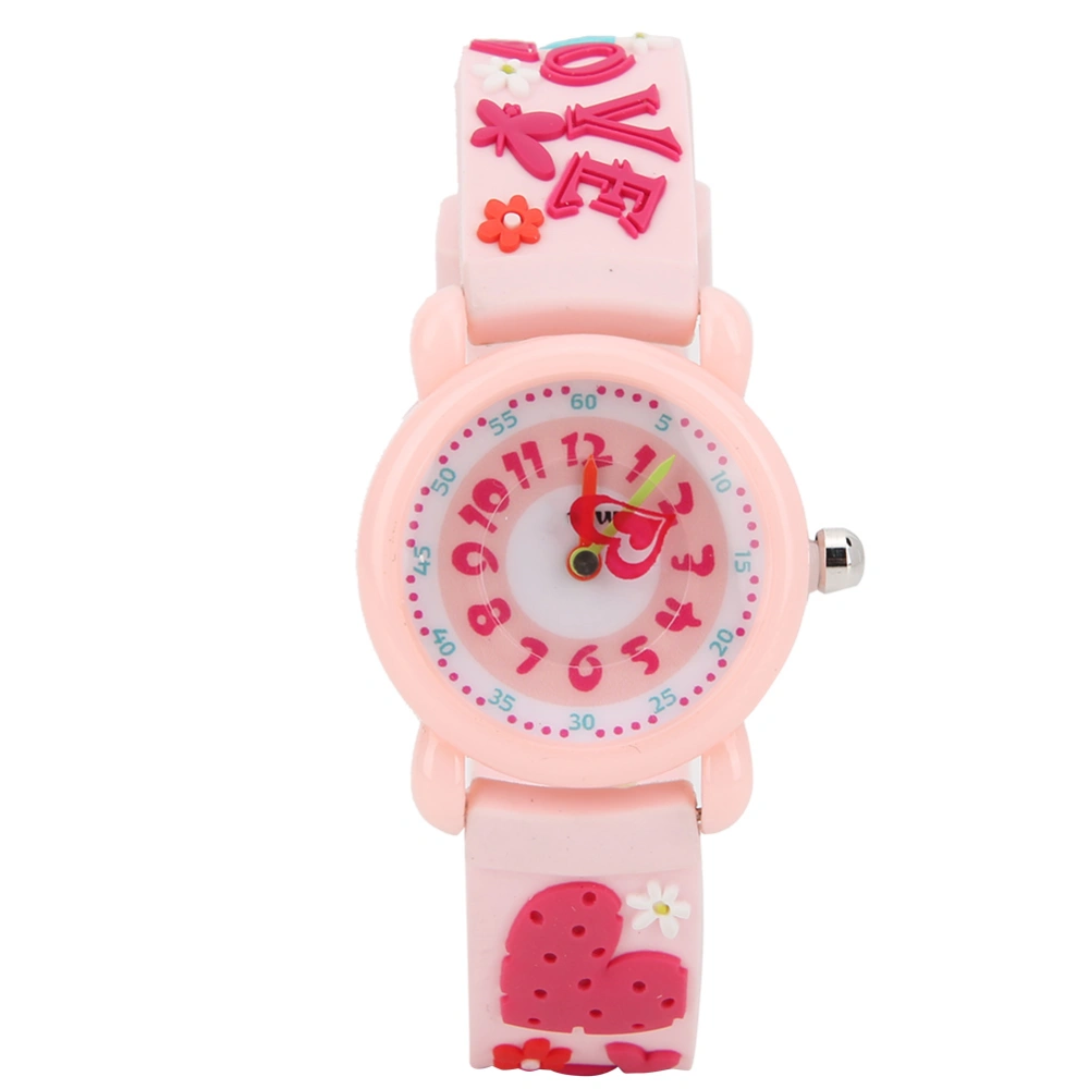 Children Cartoon Wrist Watch PVC Strap Waterproof Quartz Watch for Boys GirlsPink