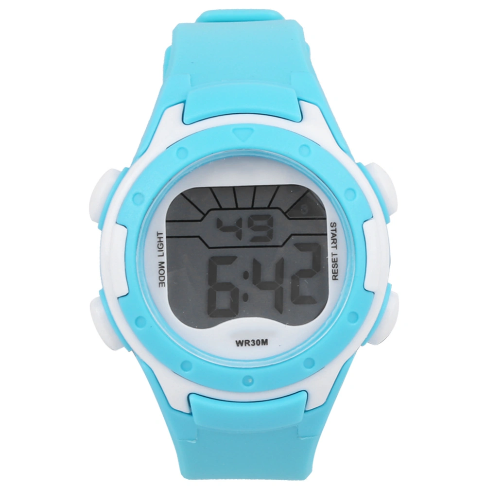 Electronic Watch Children Sports 3ATM Waterproof PU Strap Wrist WatchCyan