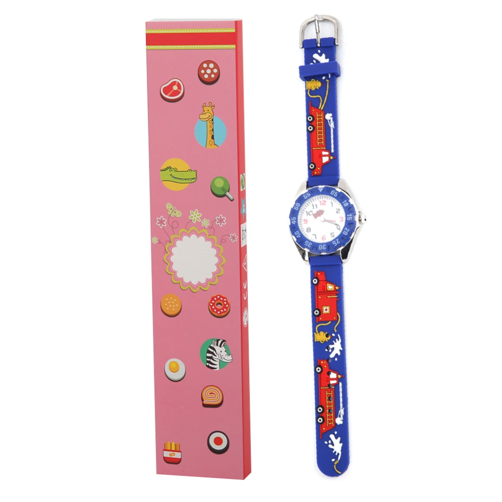 Children Cartoon Wrist Watch PVC Strap Waterproof Quartz Wristwatch Boys Girls GiftBlue