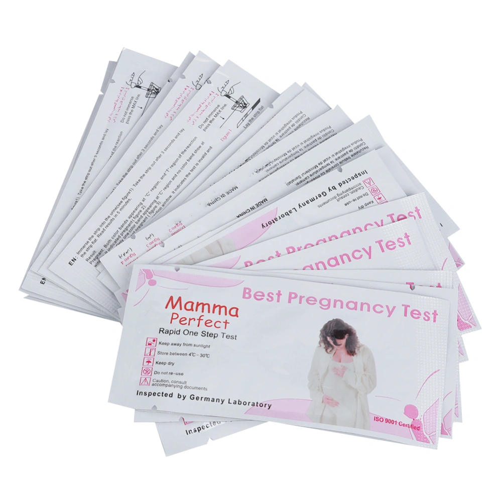 20pcs / Bag Early Pregnancy Test Strip LH Urine Tester Kit Rapid Display for Women(PinkWhite Pregnancy Test Strip)