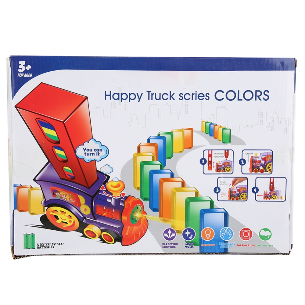 Domino Vehicle Toy Electric Children Early Learning Building Block Vehicle Educational ToyTransparent Type 60pcs