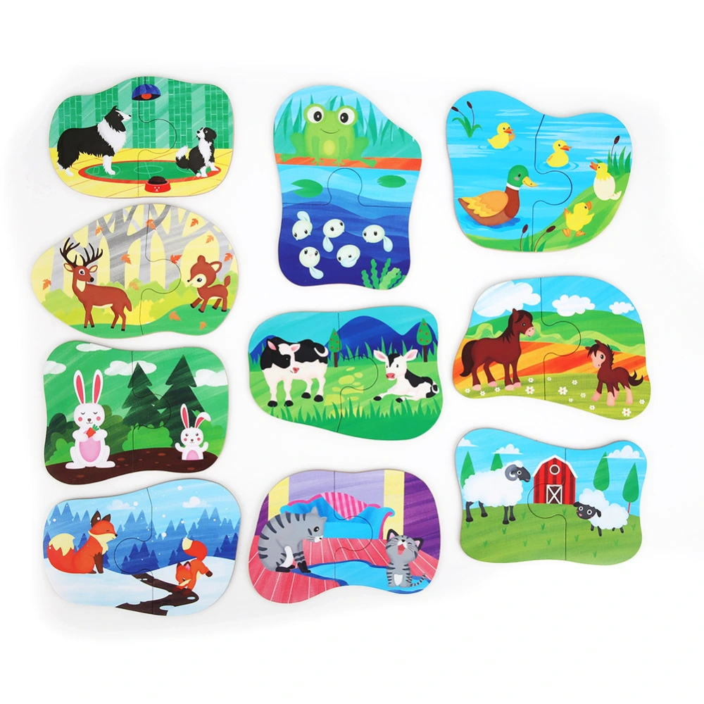 Cartoon Wooden Children Puzzle Toy Exercise Intelligence Animal Matching Game Early Educational Toy Gift(Parent Child Type )