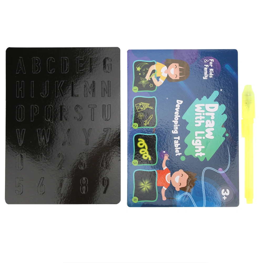 Painting Board Luminous Glowing Fluorescent Board 3D Drawing Board for ChildrenBlue English A