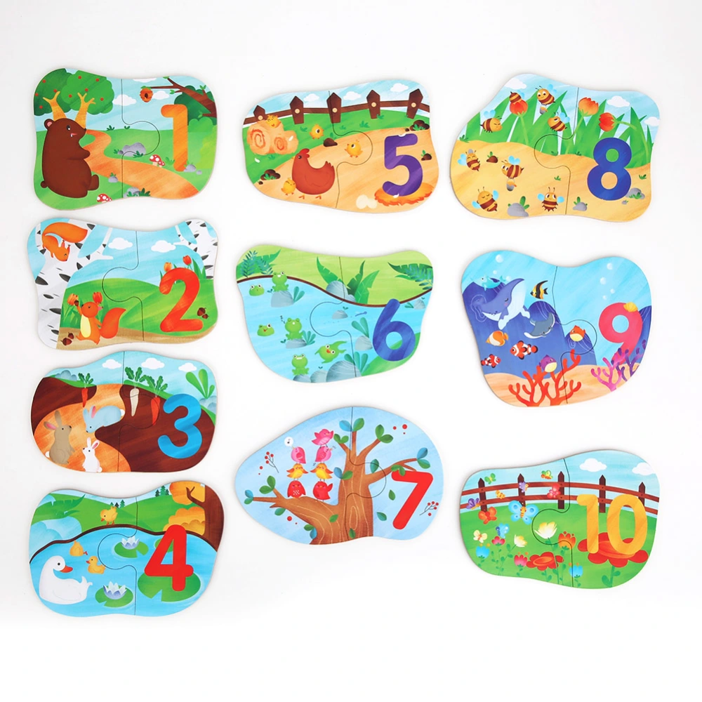 Cartoon Wooden Children Puzzle Toy Exercise Intelligence Animal Matching Game Early Educational Toy GiftNumber Type