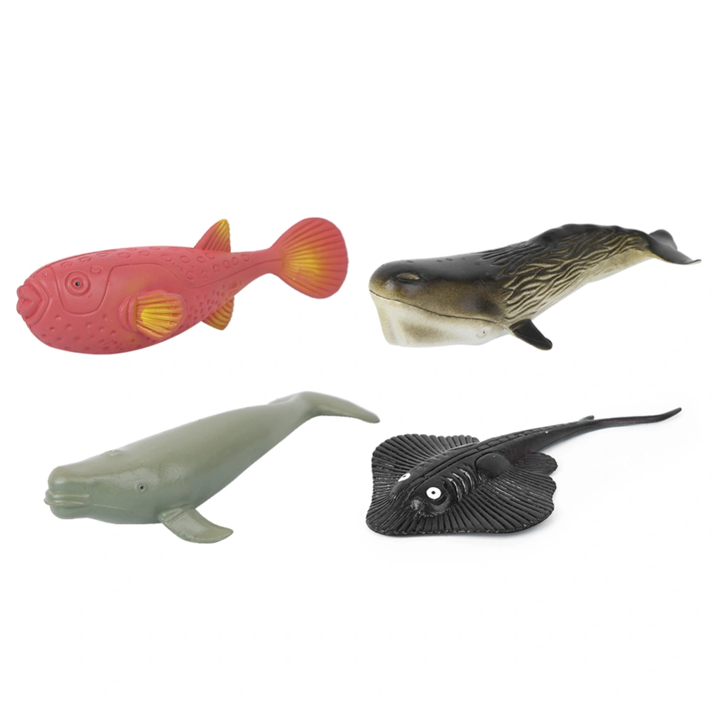 Cute Simulation Sea Marine Animal Model Toy Birthday Gift Decoration Ornaments for Children Kid(Medium Size A Type 4Pcs )