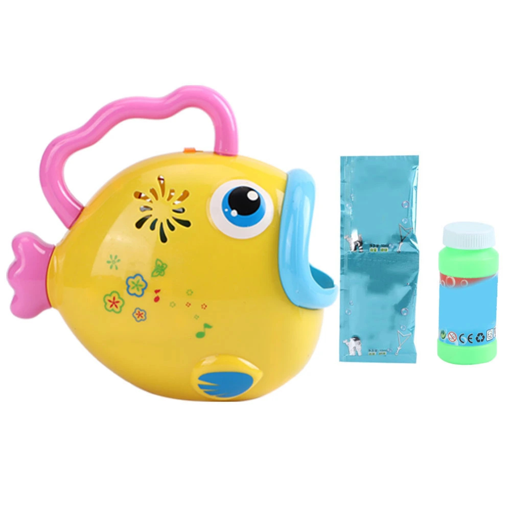 Full Automatic Cute Animal Shape Electric Blowing Bubble Toy Bubble Machine with Light Music(Yellow )