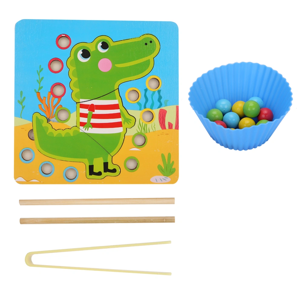 Multifunction Wooden Clip Beads Game Board Puzzle Educational Training Toys for ChildrenCrocodilian-Shape