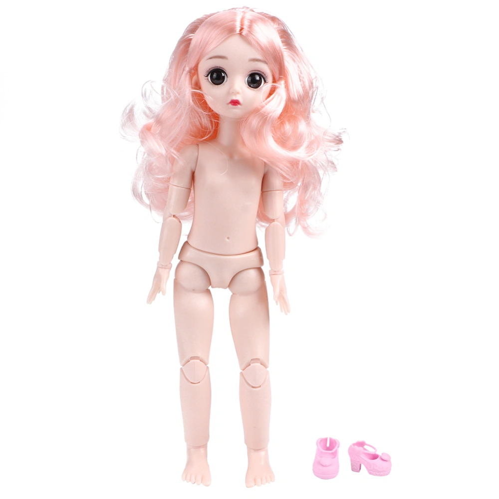 30cm Fashionable Beautiful Doll Kid Children Girl Doll Toys with Movable Joints Birthday Gift(Curly Hair Pink Body 30cm Doll with Shoes)