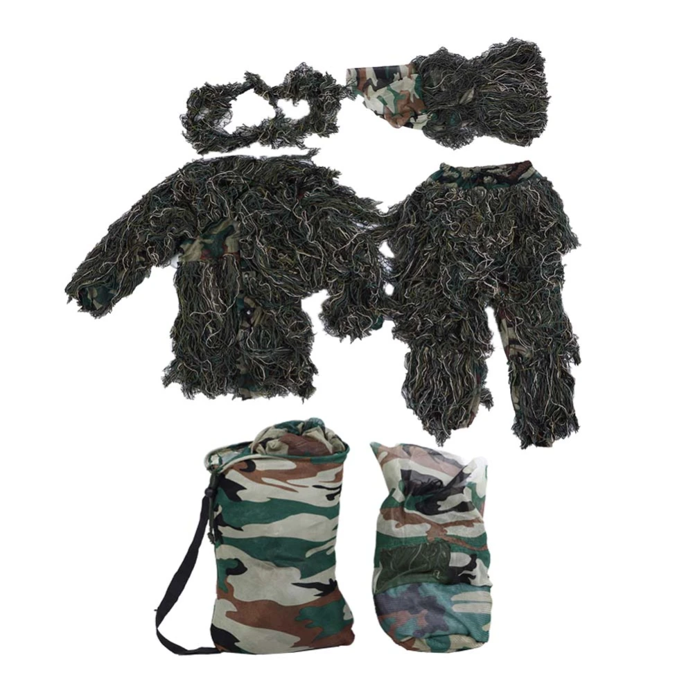 Kid Disguise Clothing Children Ghillie Suit Clothes Military Jacket Pants Hat Set for Hunting BirdwatchingJungle Height Under 1.55m