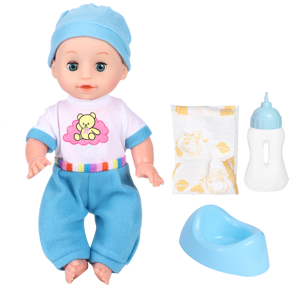 Baby Doll Toy Highly Simulation Children Educational Pretend Play Doll Toy with Sound EffectSY004-10 Blue