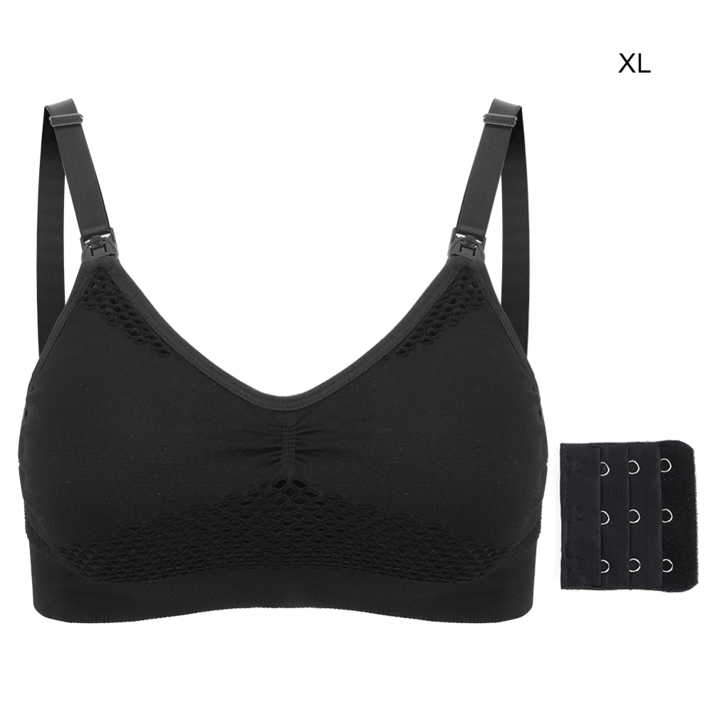 Seamless Hand Free Breastfeeding Underwear Thin Cup Wireless Bra for Breast Pump(Black XL)