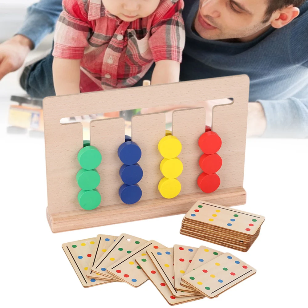 Four Color Game Children Logical Training Toys Wooden Baby Cognitive Educational Game(Round )