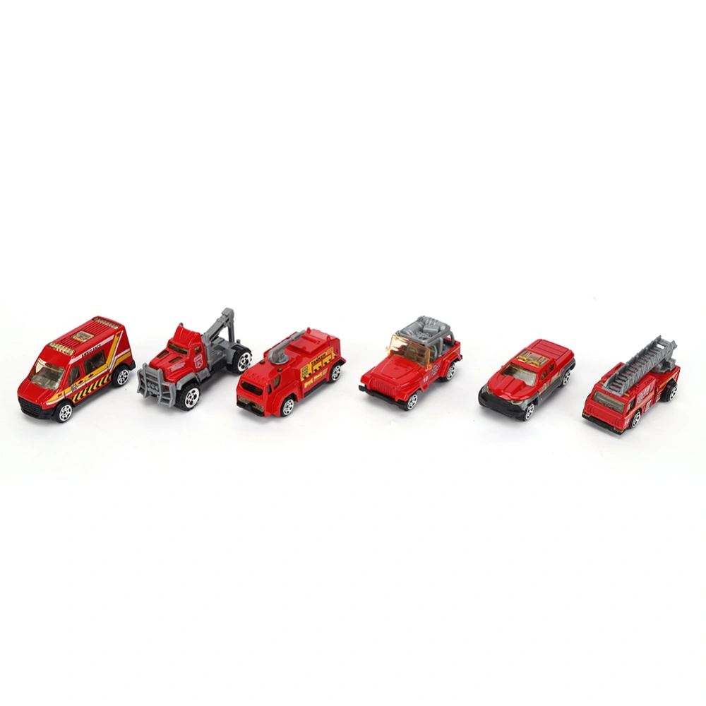 6Pcs/Set 1/64 Mini Fire Rescue Truck Police Car Toy Kids Educational Vehicle ModelFire Truck