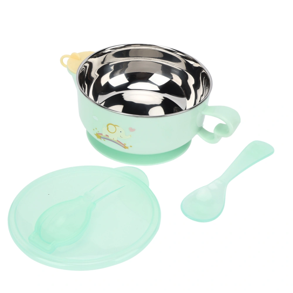 Children Feeding Tableware Water Injection Heat Preservation Bowl Sucker BowlGreen Elephant