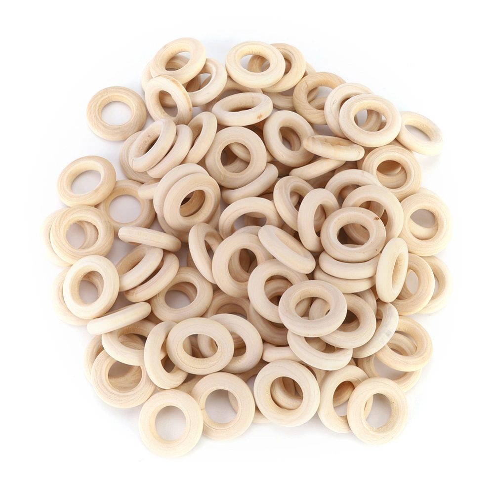 100pcs 25mm Natural Wooden Ring Baby Teething Rings DIY Craft Accessories