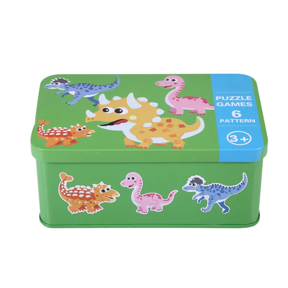 Jigsaw Puzzle Wooden Early Educational Learning Toys for Children with Iron BoxDinosaur