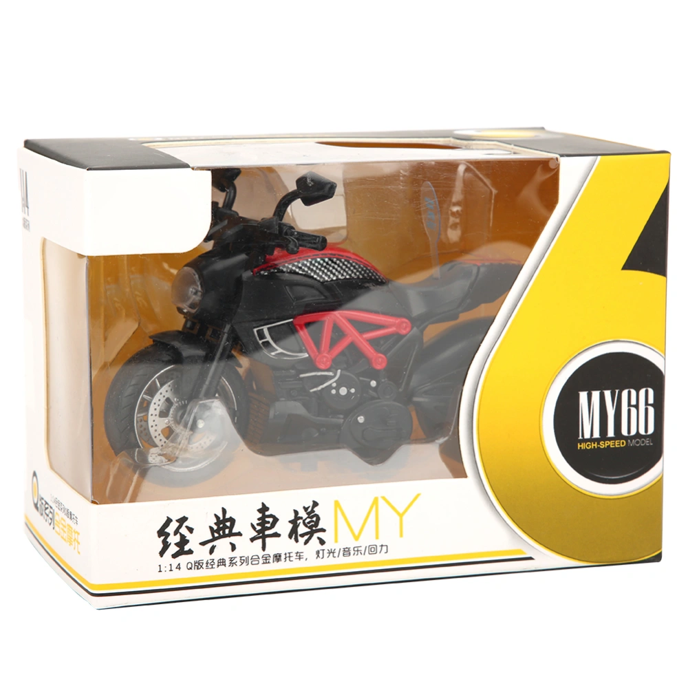 1: 14 Scale Child Motorcycle Model Pull Back Toy High Simulation with Light SoundRed