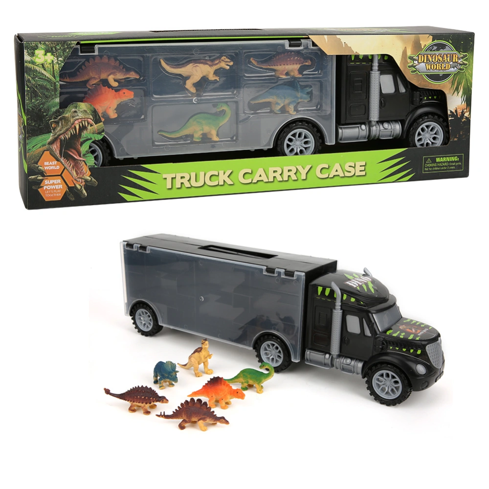 Child Kid Dinosaur Model Car Carrier Transport Truck Pull Back Toy Set Storage Car