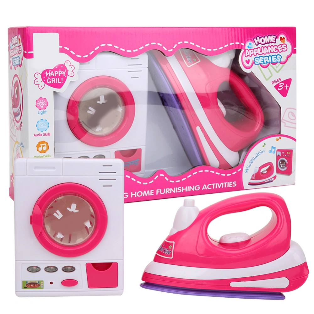 Simulation Electric Iron Washing Machine Household Appliance Educational Toys Play House ToyPink