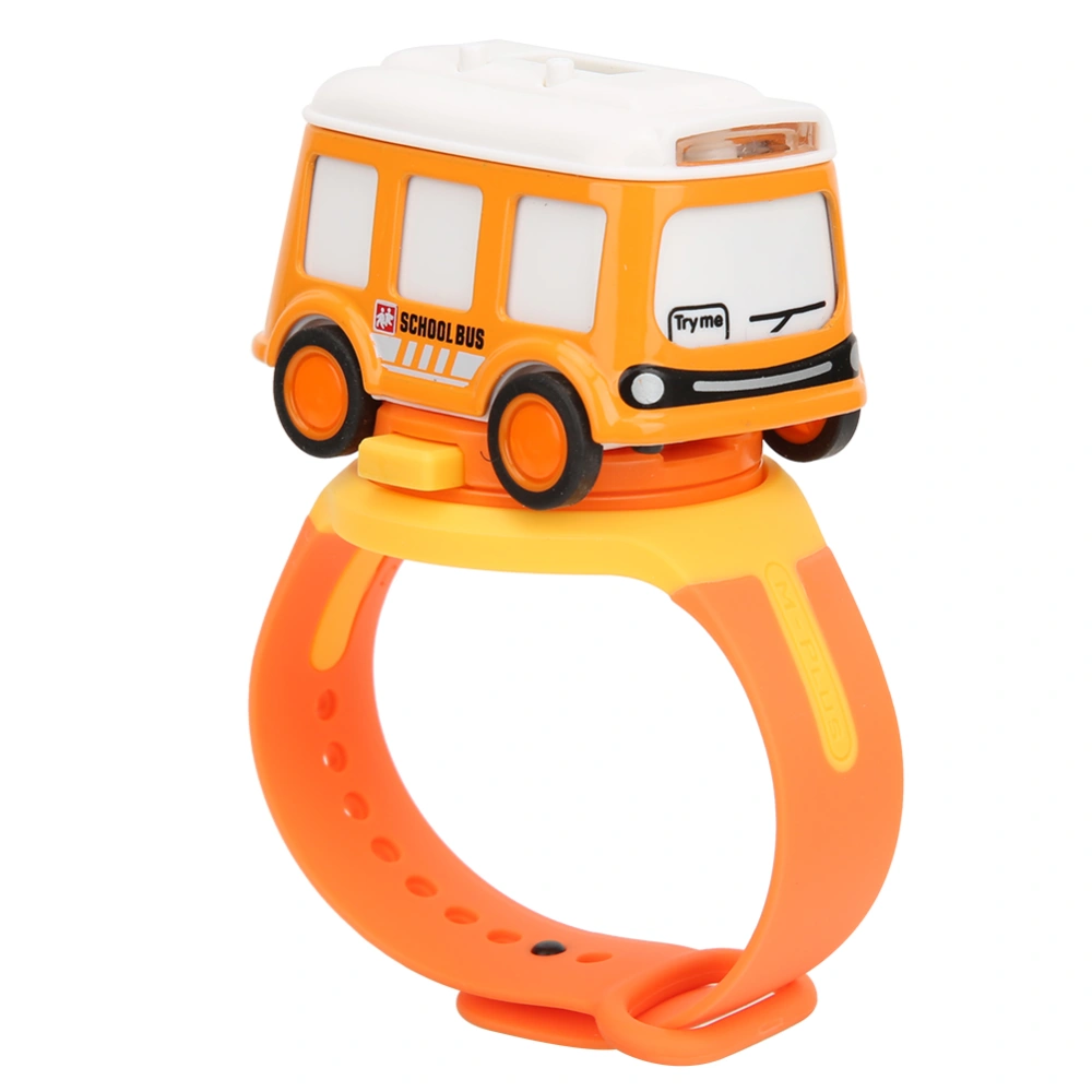 Cute Children Mini Car Bus Toy Watch Toy Kid Interaction Gift with Light Music EffectYellow Bus