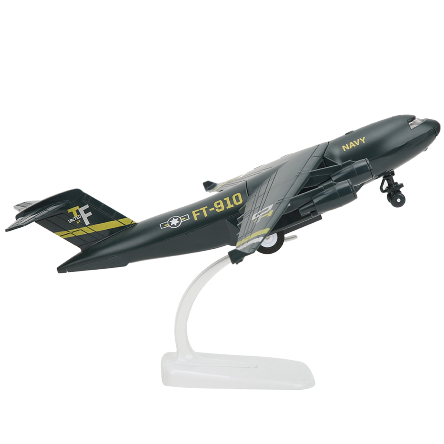 22mm/8.7in Alloy Aircraft Diecast Model Airplane Simulation with Light Music for Kid Toys GiftsBlack