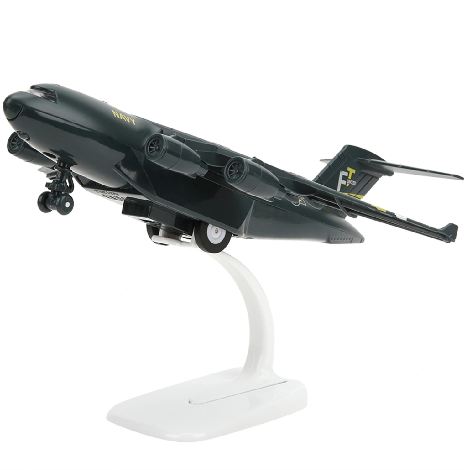 22mm/8.7in Alloy Aircraft Diecast Model Airplane Simulation with Light Music for Kid Toys GiftsBlack