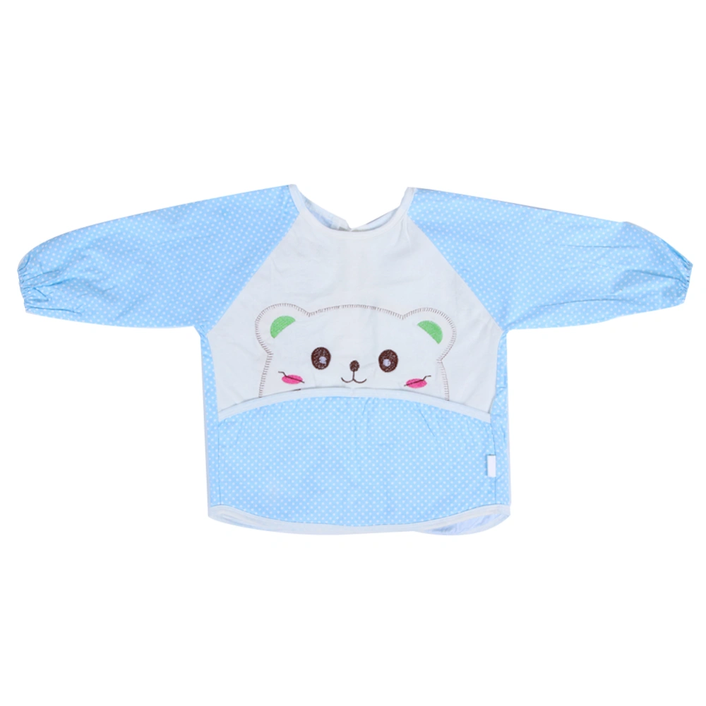 Soft Cute Baby Bibs Waterproof Long Sleeve Toddler Burp Feeding Apron ClothesBlue Bear M