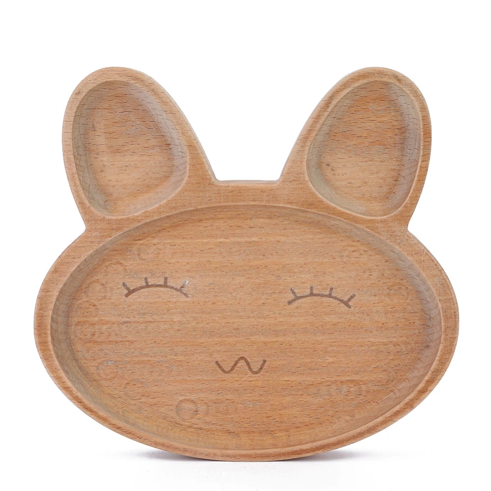 Wooden Cute Plate Divided Dish Bowl Food Serving Tray for Kid ChildrenRabbit