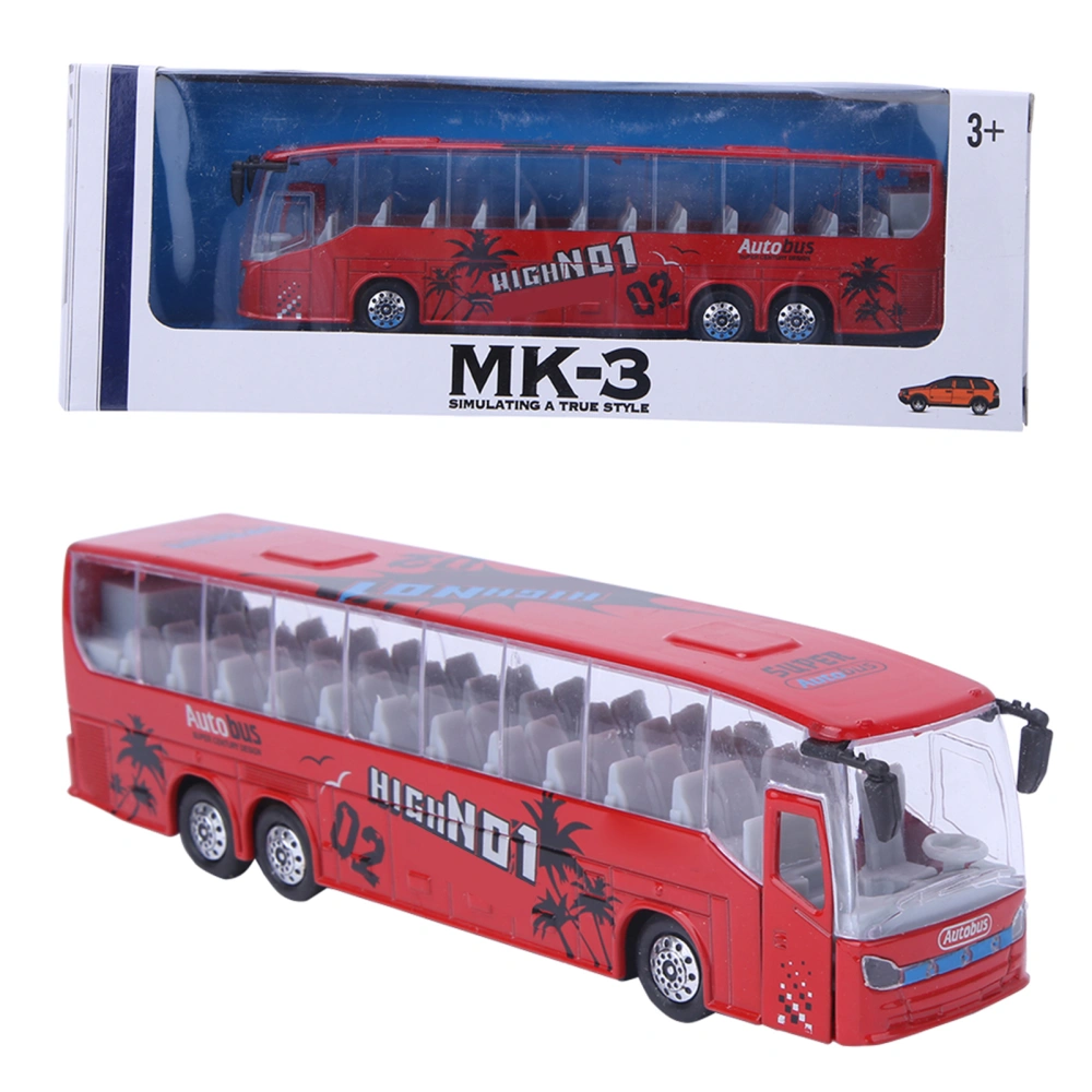 1:50 Simulation Transit Bus Model Toy Alloy Pull Back Bus Toy with Light and Music for Children(Red )