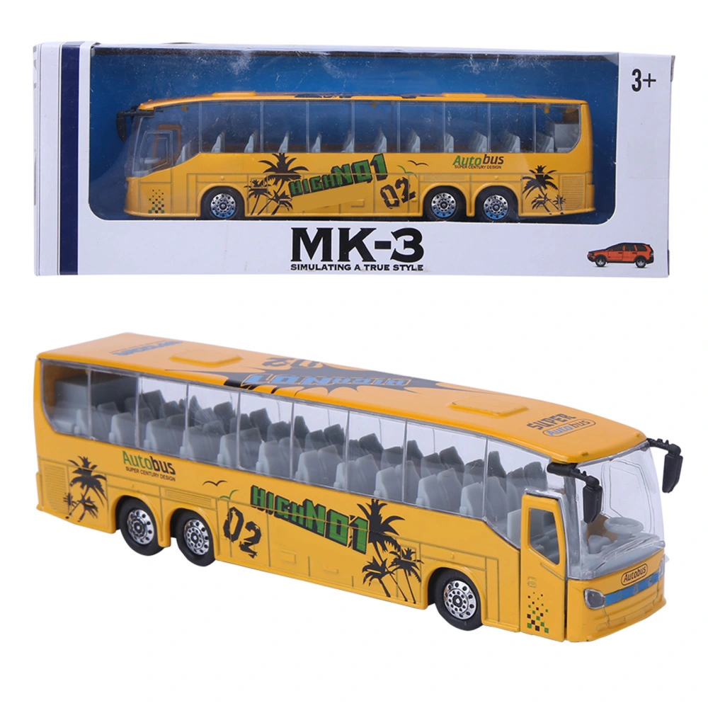 1:50 Simulation Transit Bus Model Toy Alloy Pull Back Bus Toy with Light and Music for Children(Yellow )