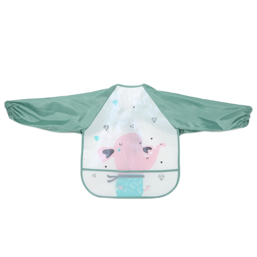 Cartoon Cute Baby Bibs Waterproof Colorful Toddler Burp Feeding Apron Long Sleeve ClothesWhite Elephant Free Size