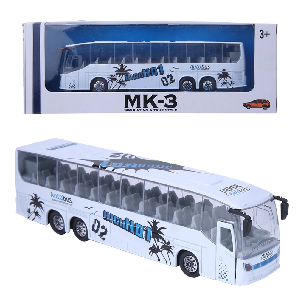 1:50 Simulation Transit Bus Model Toy Alloy Pull Back Bus Toy with Light and Music for Children(White )