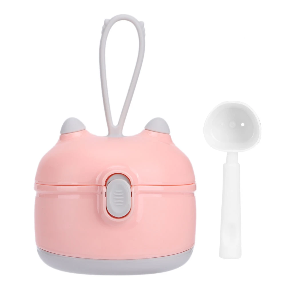 Cartoon Portable Double Layer Milk Powder Dispenser Food Container Storage Box for Kid BabyPink Small