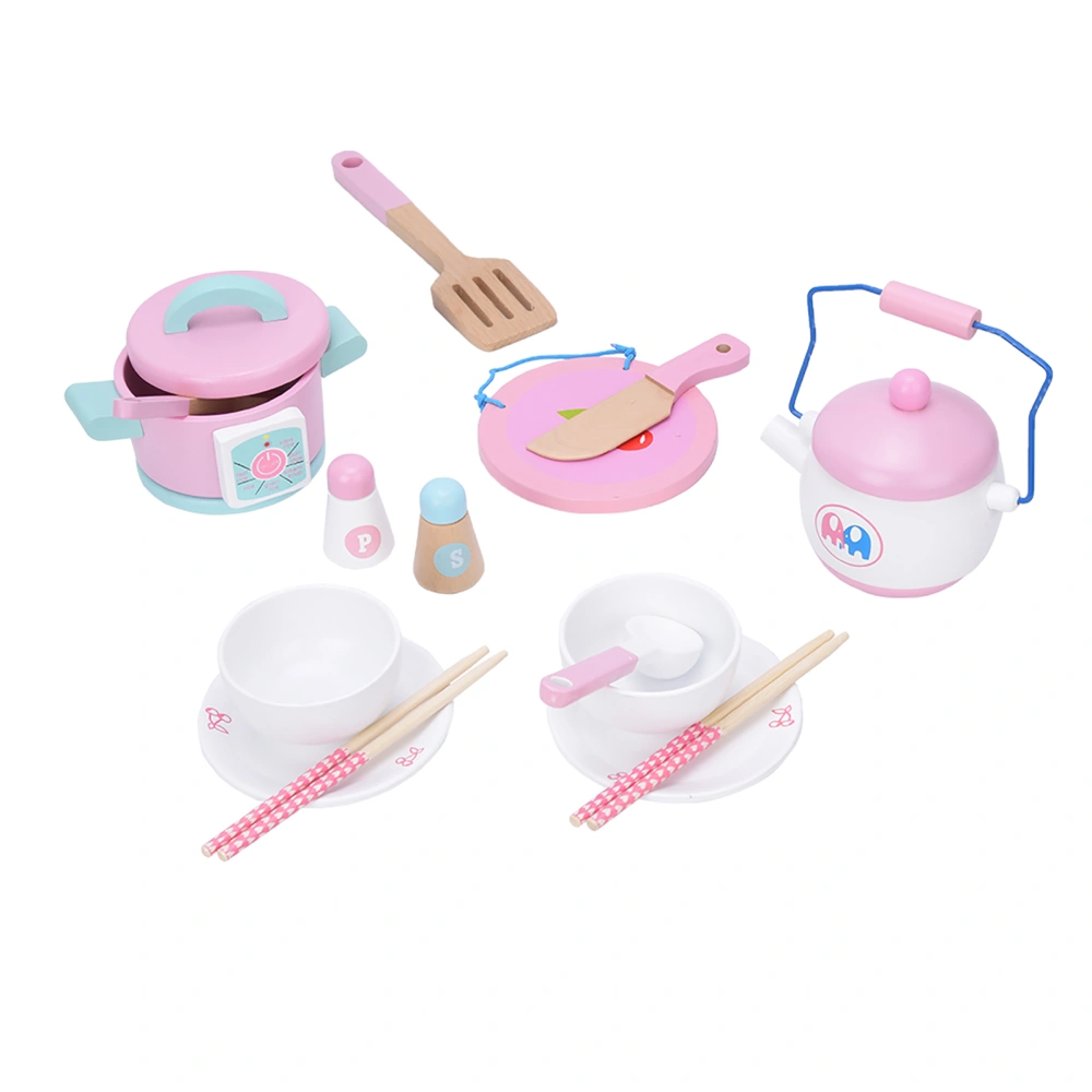 14PCs/Set Cooking Toys Play House Kitchen Toy Tableware with Simulated Rice Cooker and Soup Pot