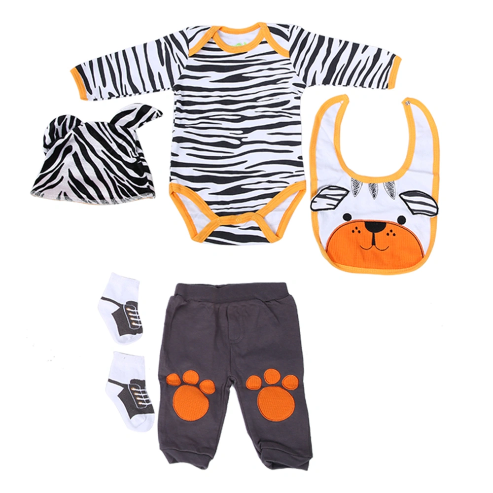 Simulation Infant Doll Clothes Set Cute Striped Cartoon Bear Clothes for 20‑22 Inch Doll