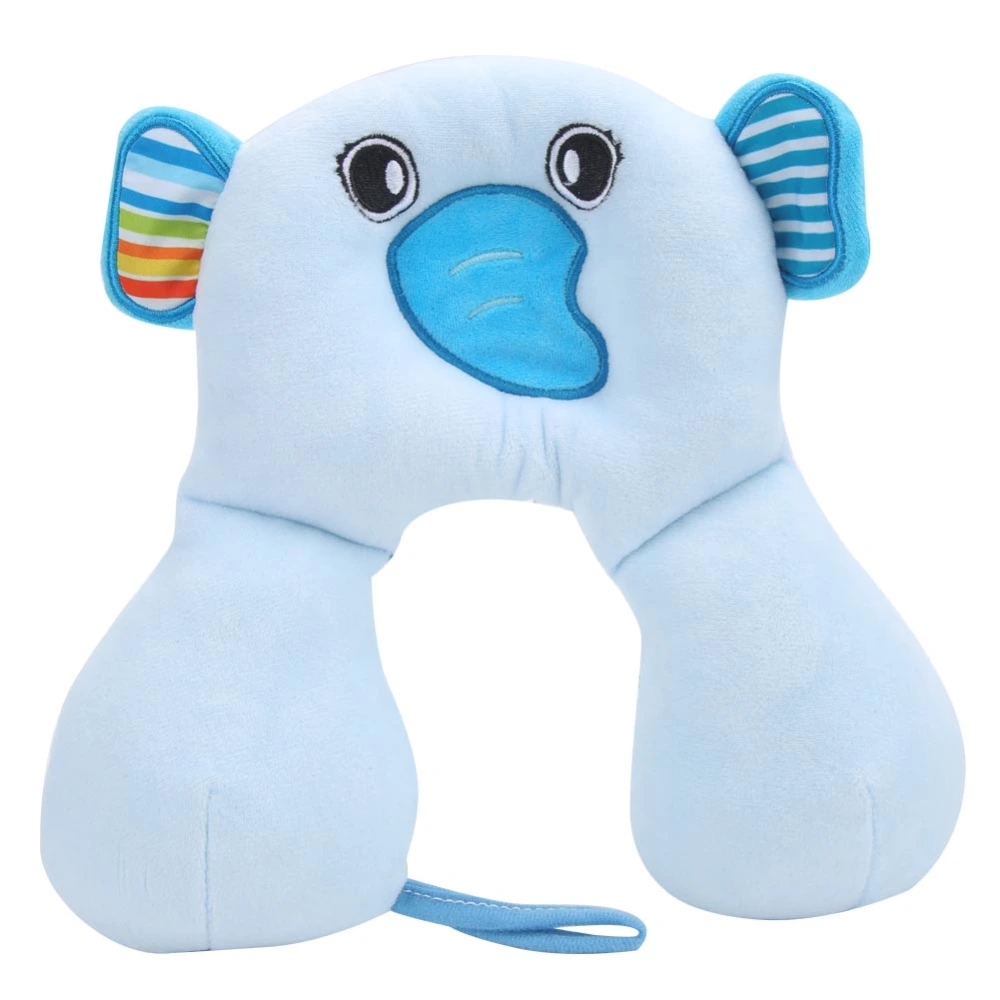 U shape Baby Infant Cartoon Animal Soft Design Head Support Pillow Neck Cushion(Blue )