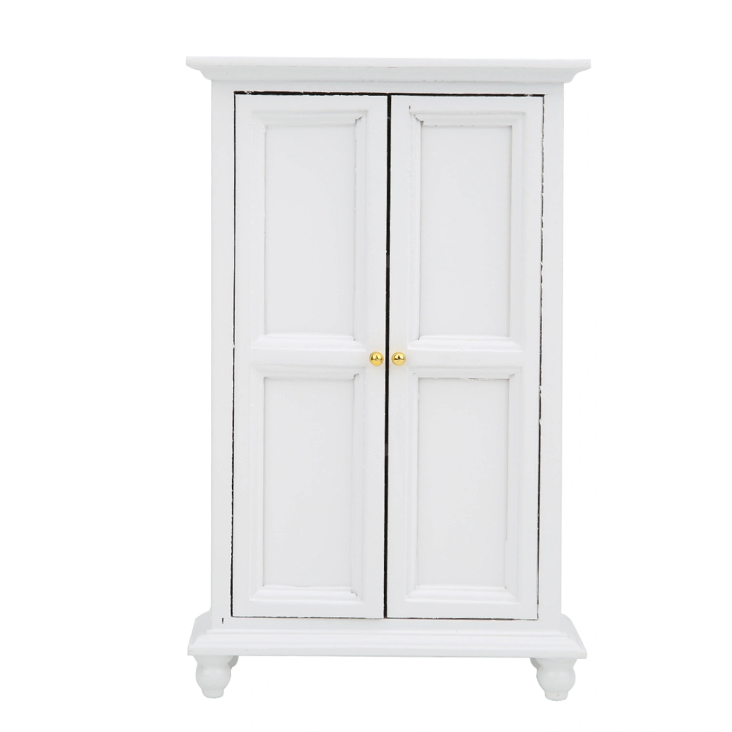 Miniature Doll House Wardrobe White Wooden Double Door Household Closet