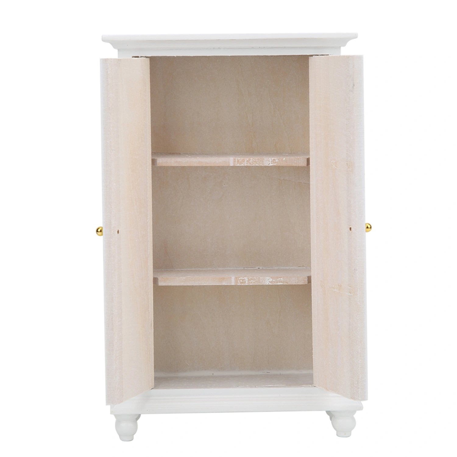 Miniature Doll House Wardrobe White Wooden Double Door Household Closet