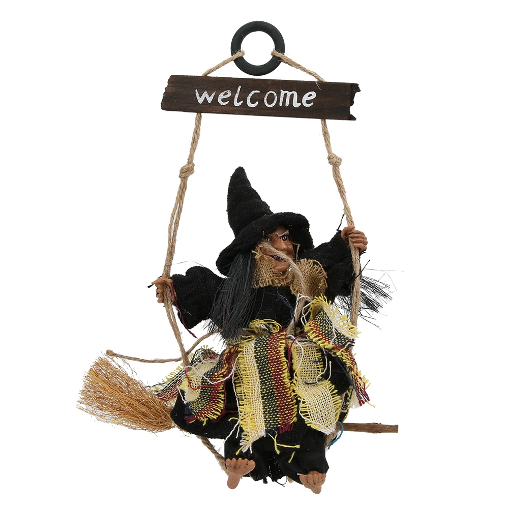 Halloween Bar Home Garden Hanging Decoration Haunted House Prop Retro Witch PendantWitch with Black Cap