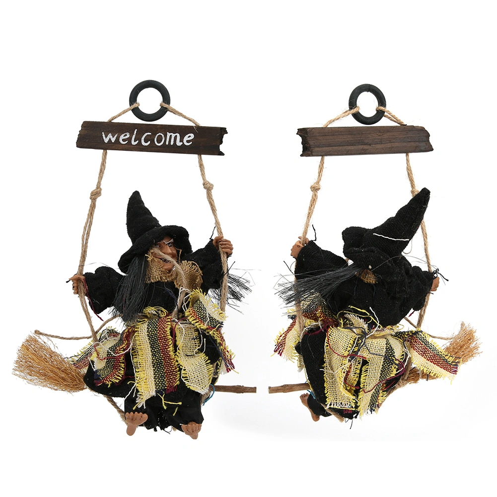 Halloween Bar Home Garden Hanging Decoration Haunted House Prop Retro Witch PendantWitch with Black Cap