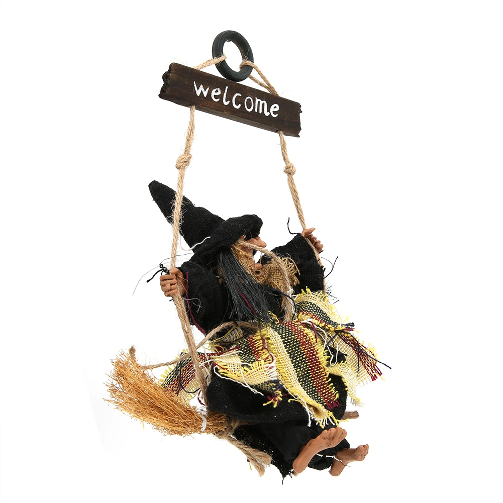 Halloween Bar Home Garden Hanging Decoration Haunted House Prop Retro Witch PendantWitch with Black Cap